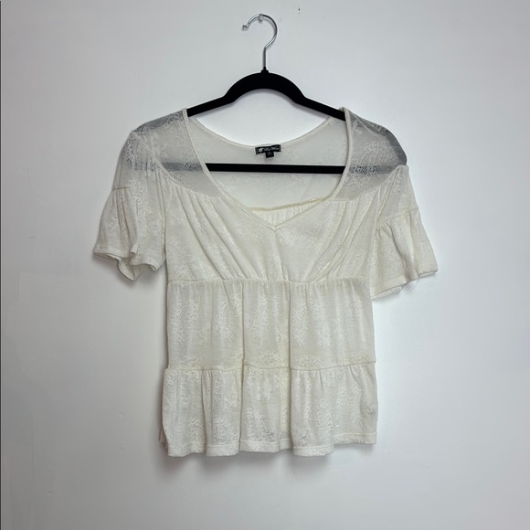 Lily White Tops - Lily White Elegant White Lace Top Medium